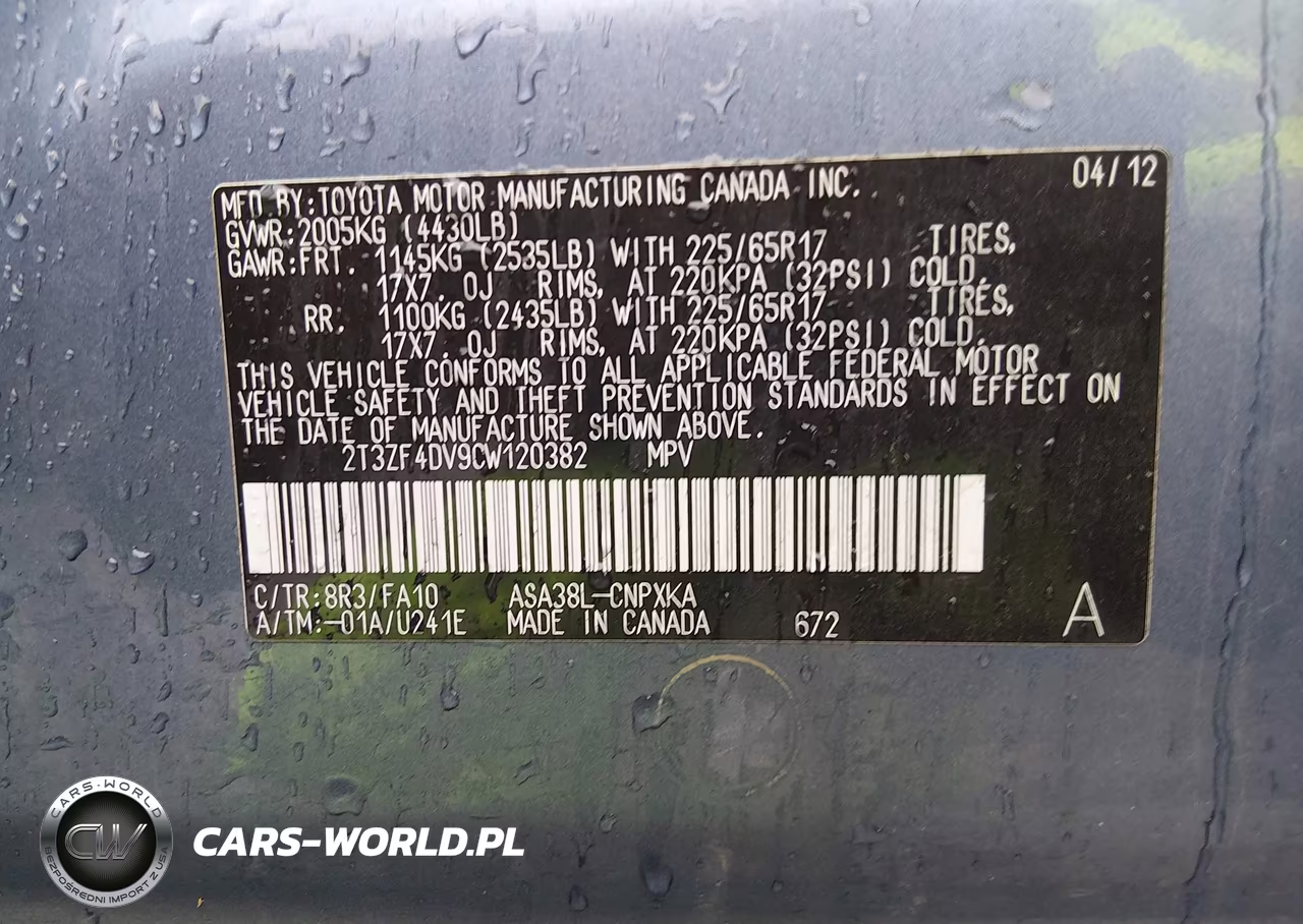 2012 Toyota Rav4 VIN:2T3ZF4DV9CW120382 - 9