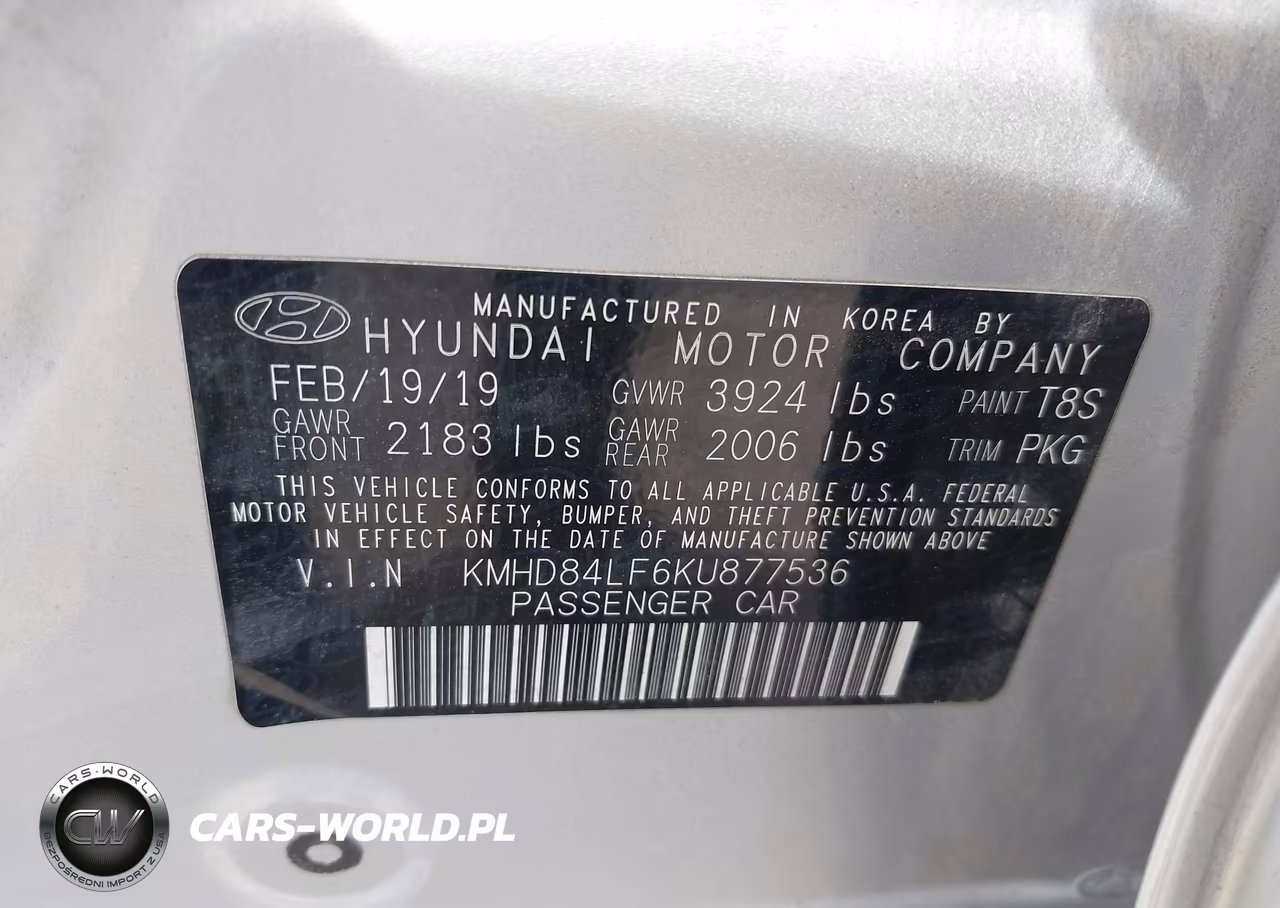 2019 Hyundai Elantra Sel VIN:KMHD84LF6KU877536 - 9