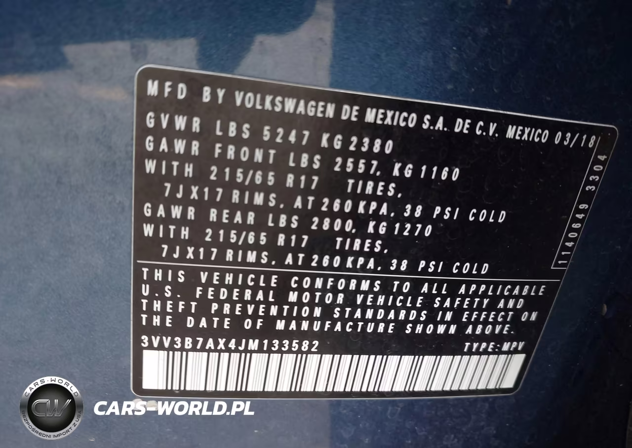2018 Volkswagen Tiguan 2.0T Se-2.0T Sel VIN:3VV3B7AX4JM133582 - 9