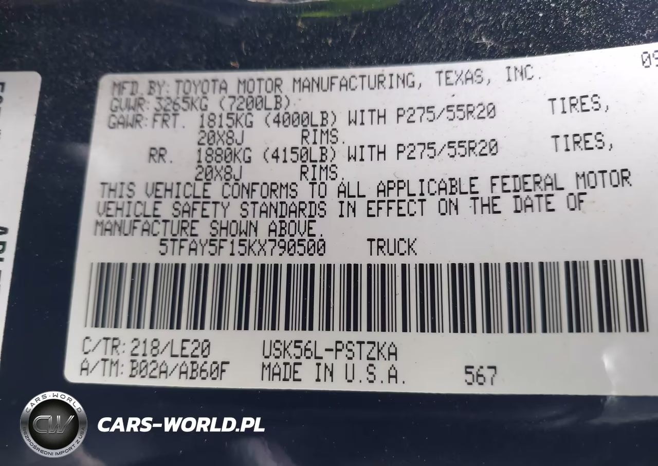2019 Toyota Tundra Platinum 5.7L V8 VIN:5TFAY5F15KX790500 - 9