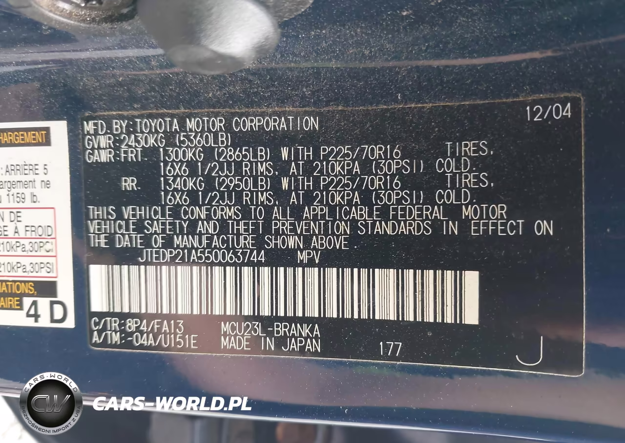 2005 Toyota Highlander V6 VIN:JTEDP21A550063744 - 9
