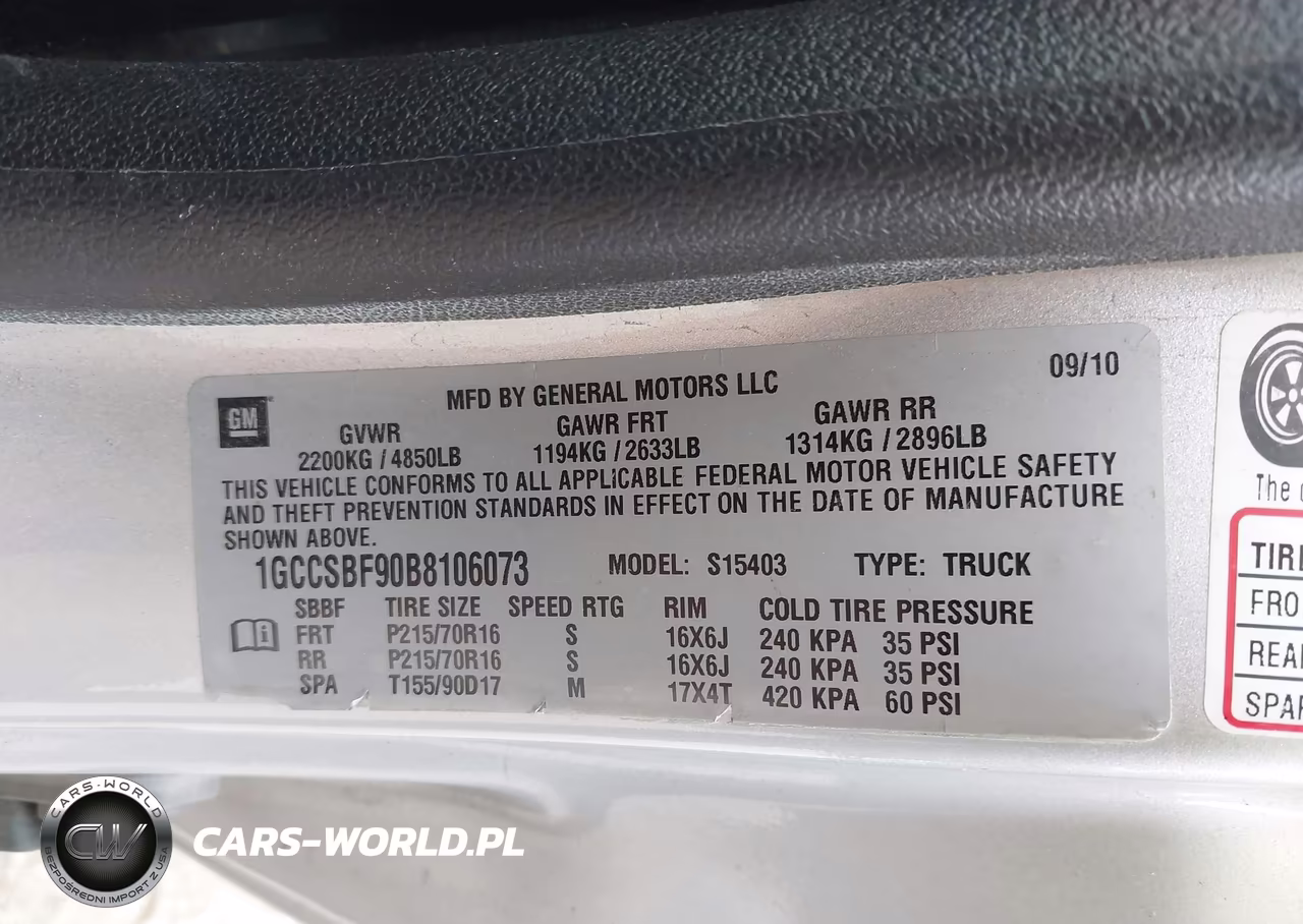 2011 Chevrolet Colorado VIN:1GCCSBF90B8106073 - 9
