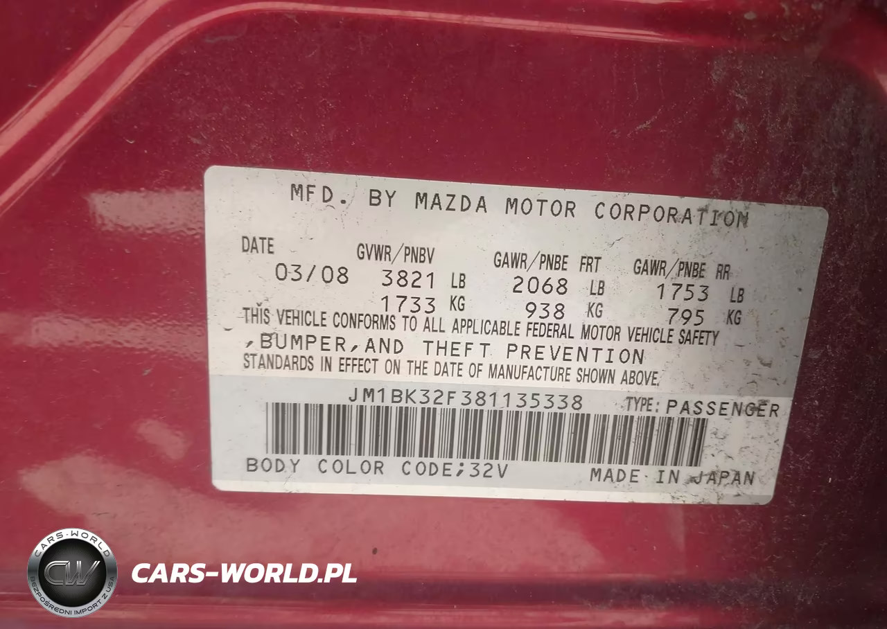 2008 Mazda Mazda3 I Touring Value VIN:JM1BK32F381135338 - 9