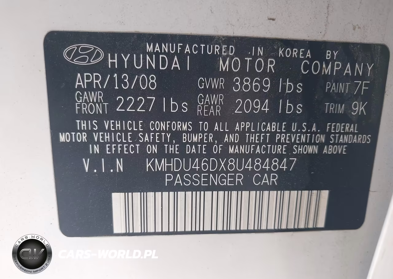 2008 Hyundai Elantra Gls-Se VIN:KMHDU46DX8U484847 - 9