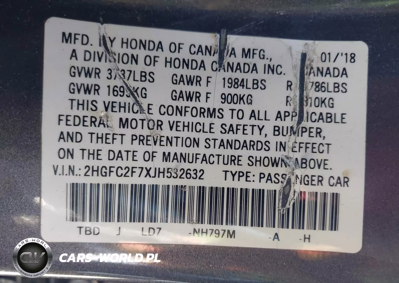 2018 Honda Civic Ex VIN:2HGFC2F7XJH532632 - 9