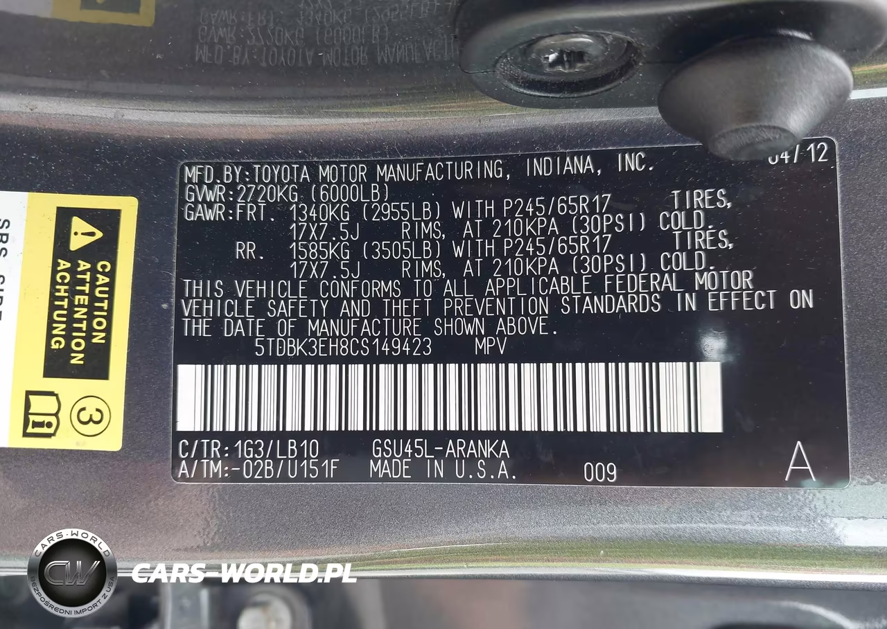 2012 Toyota Highlander Se VIN:5TDBK3EH8CS149423 - 9