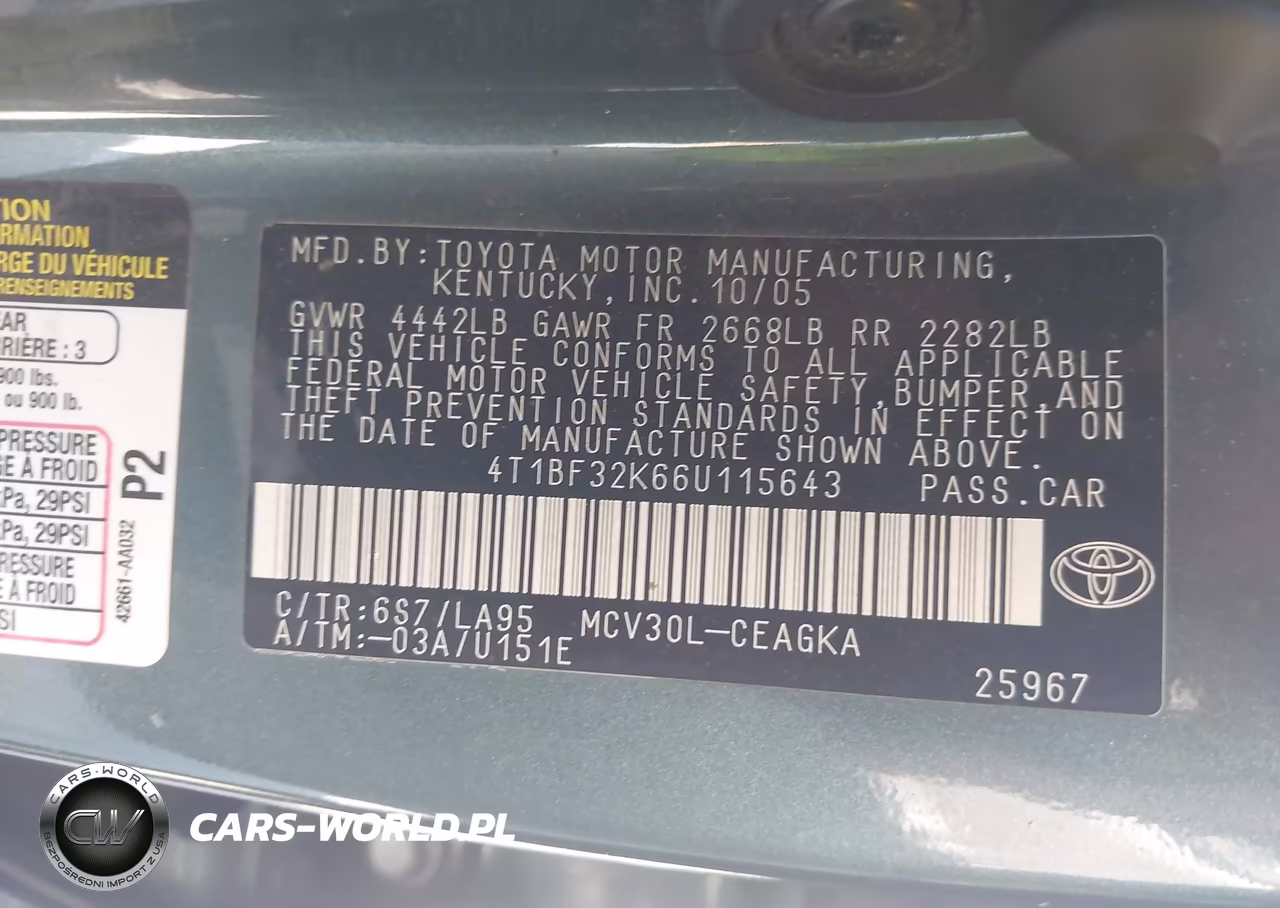 2006 Toyota Camry Xle V6 VIN:4T1BF32K66U115643 - 9