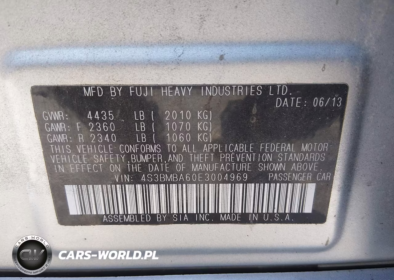 2014 Subaru Legacy 2.5I VIN:4S3BMBA60E3004969 - 9