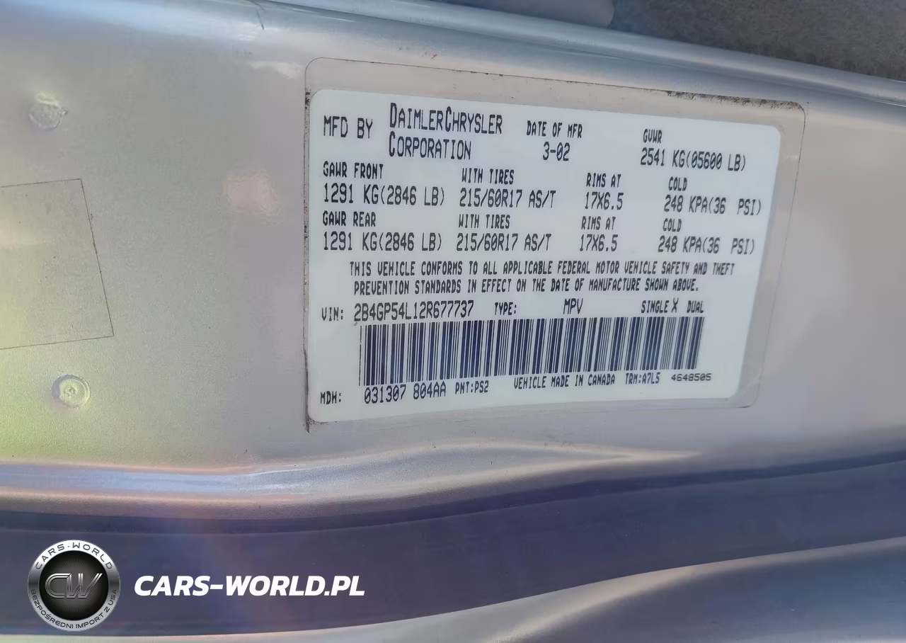 2002 Dodge Grand Caravan Es VIN:2B4GP54L12R677737 - 9