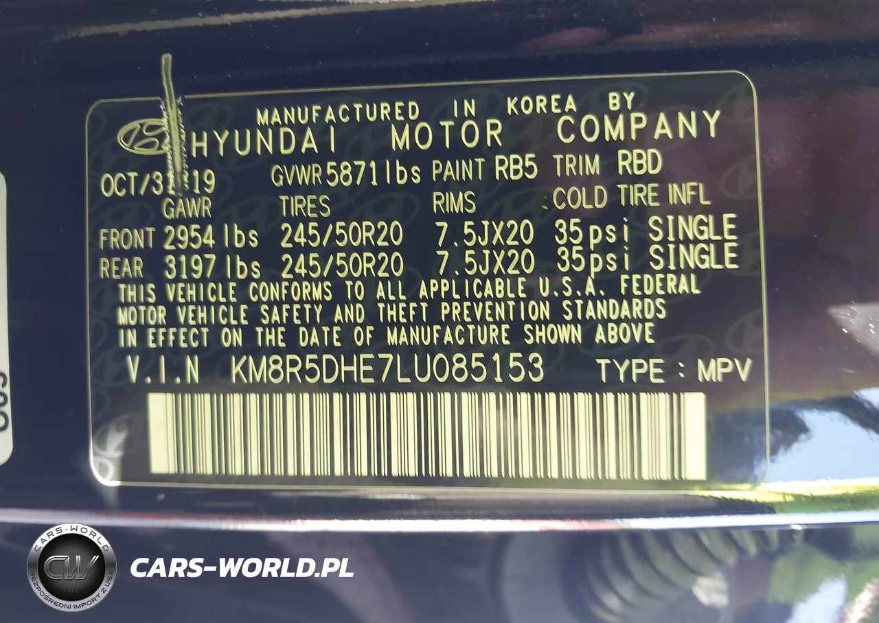 2020 Hyundai Palisade Limited VIN:KM8R5DHE7LU085153 - 9