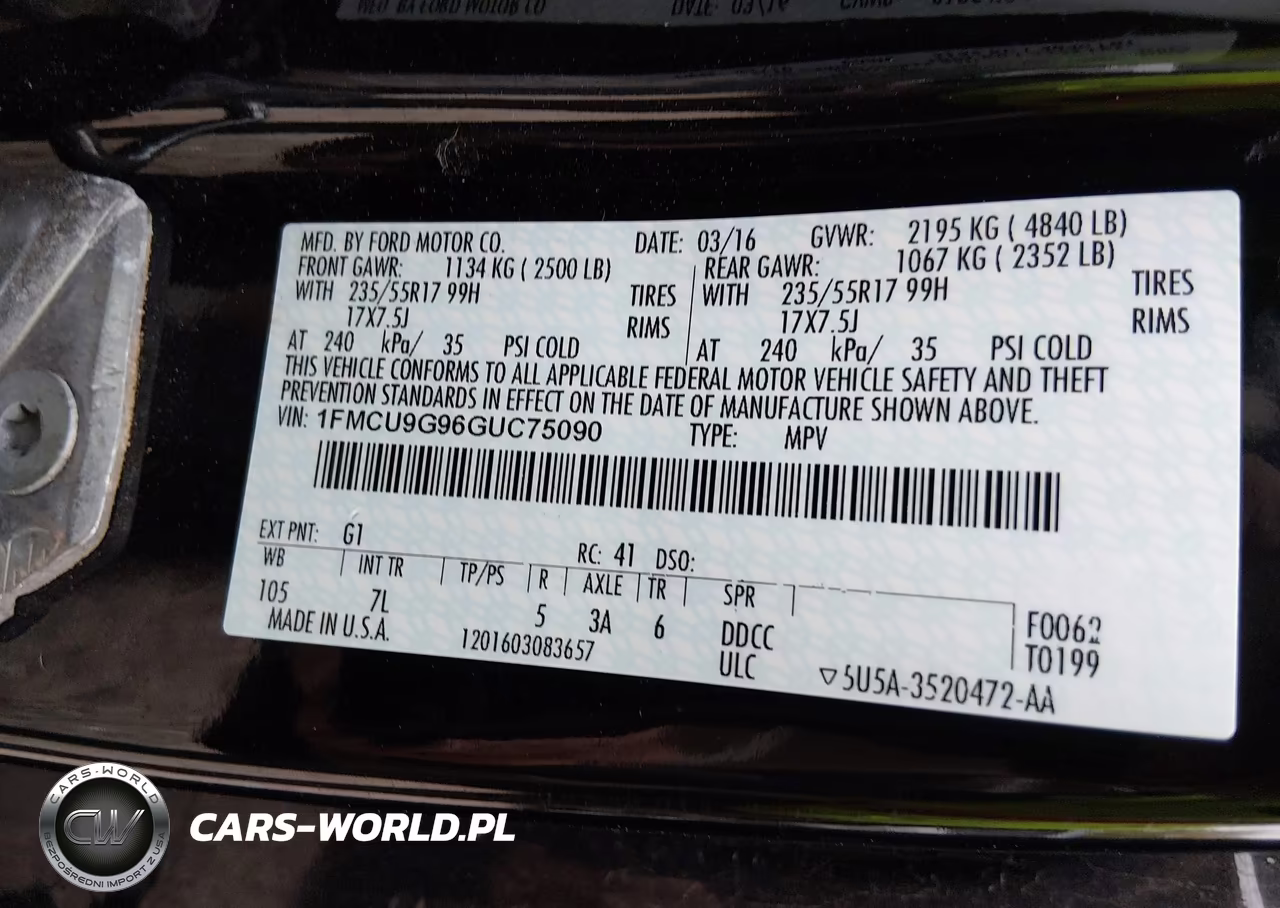 2016 Ford Escape Se VIN:1FMCU9G96GUC75090 - 9