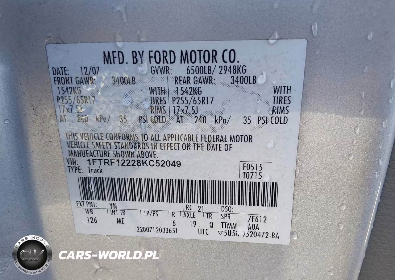 2008 Ford F-150 Stx-Xl-Xlt VIN:1FTRF12228KC52049 - 9