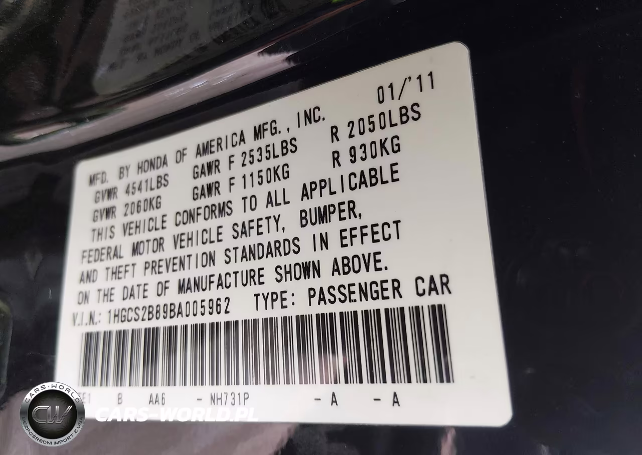 2011 Honda Accord 3.5 Ex-L VIN:1HGCS2B89BA005962 - 9