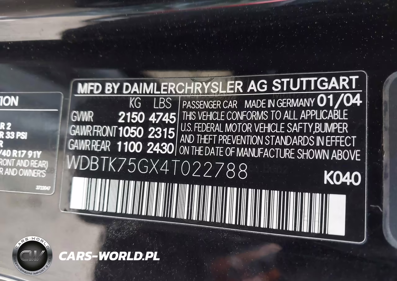 2004 Mercedes-Benz Clk 500 VIN:WDBTK75GX4T022788 - 9