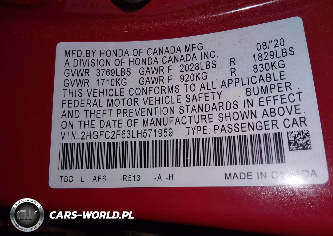 2020 Honda Civic Lx VIN:2HGFC2F63LH571959 - 9