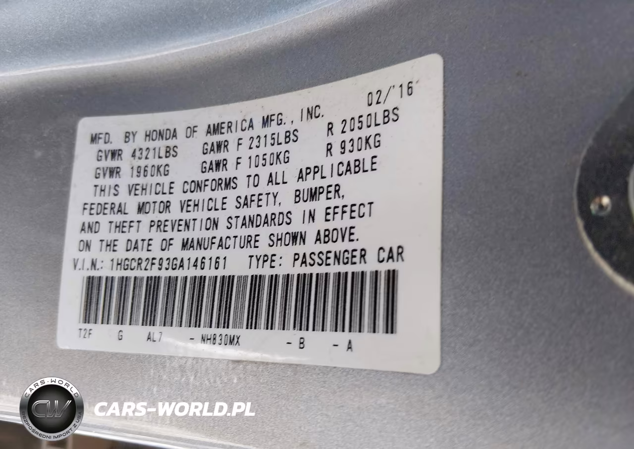 2016 Honda Accord Ex-L VIN:1HGCR2F93GA146161 - 9