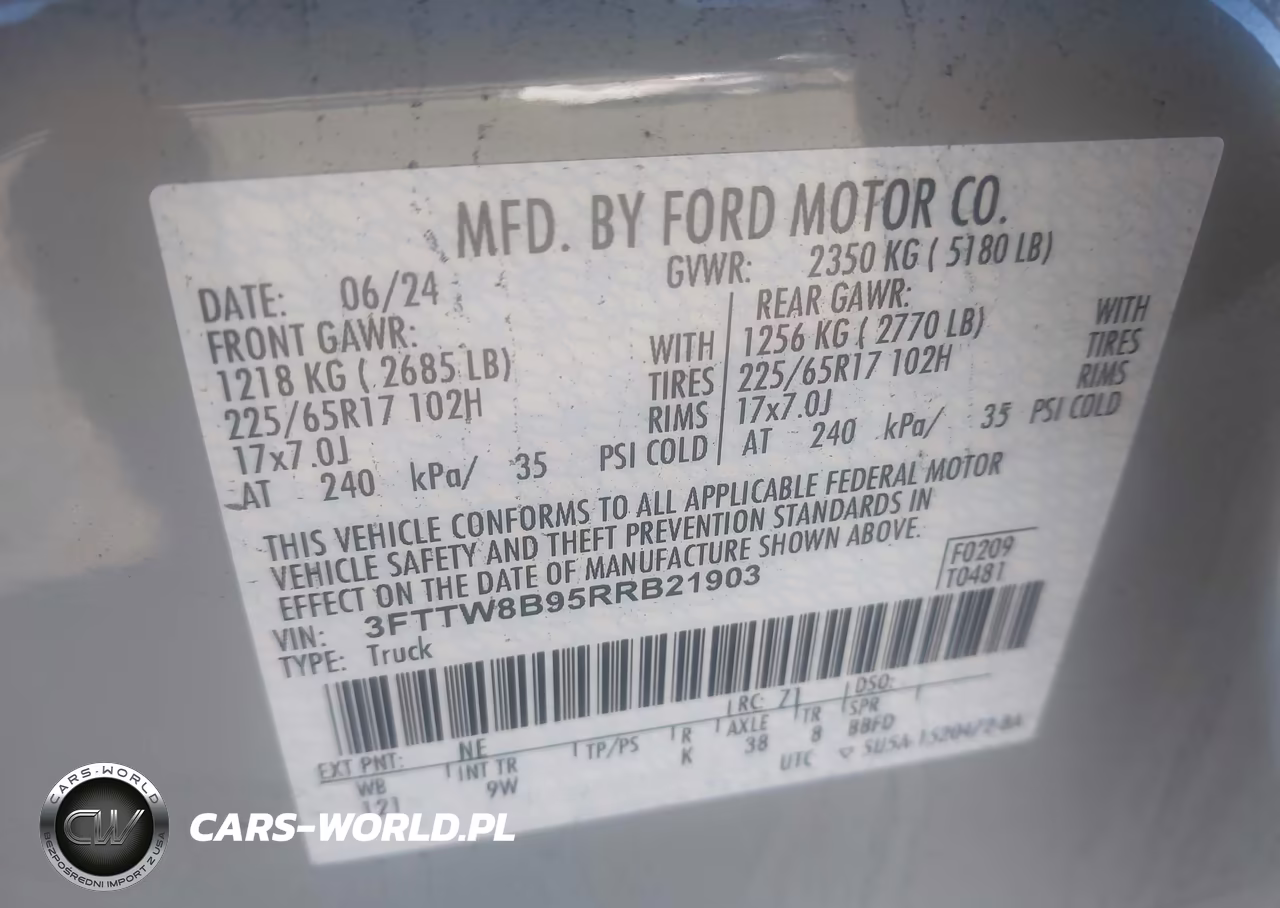 2024 Ford Maverick Xl VIN:3FTTW8B95RRB21903 - 9