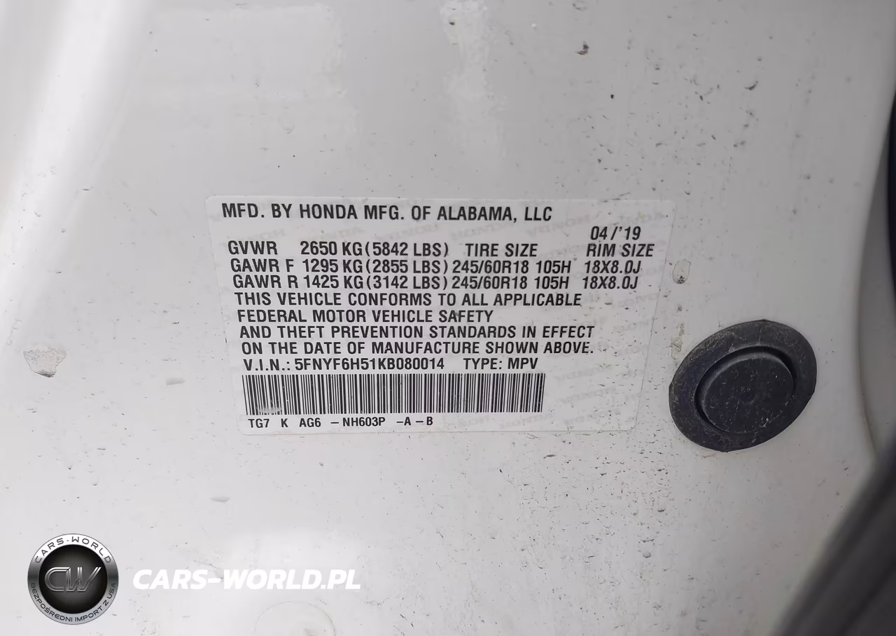 2019 Honda Pilot Ex-L VIN:5FNYF6H51KB080014 - 9
