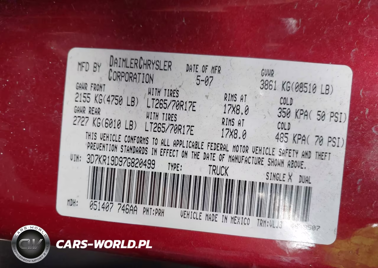 2007 Dodge Ram 1500 Laramie VIN:3D7KR19D97G820499 - 9