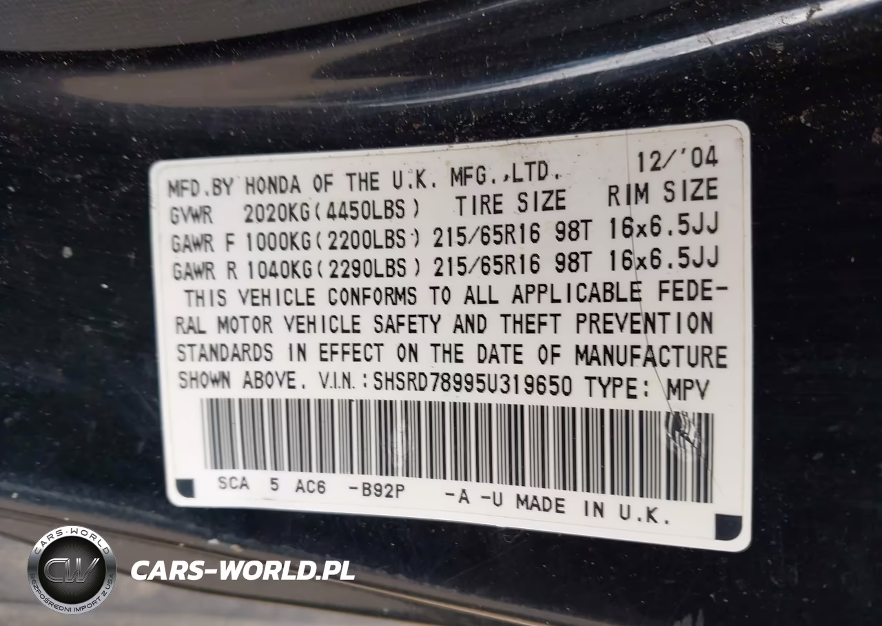 2005 Honda Cr-V Se VIN:SHSRD78995U319650 - 9