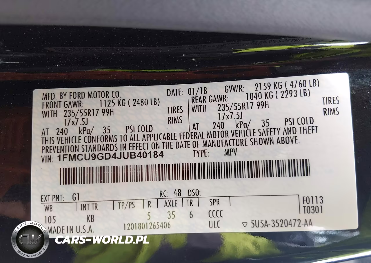 2018 Ford Escape Se VIN:1FMCU9GD4JUB40184 - 9