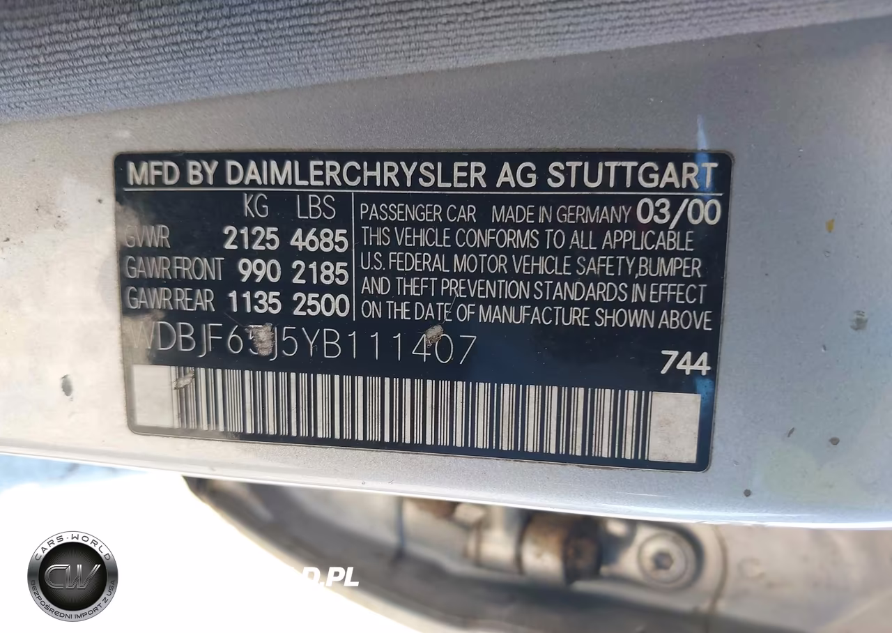 2000 Mercedes-Benz E 320 VIN:WDBJF65J5YB111407 - 9