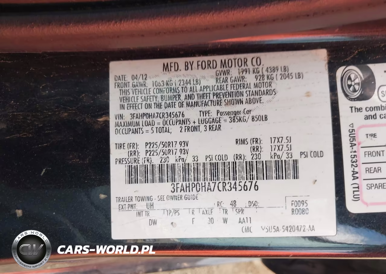 2012 Ford Fusion Se VIN:3FAHP0HA7CR345676 - 9