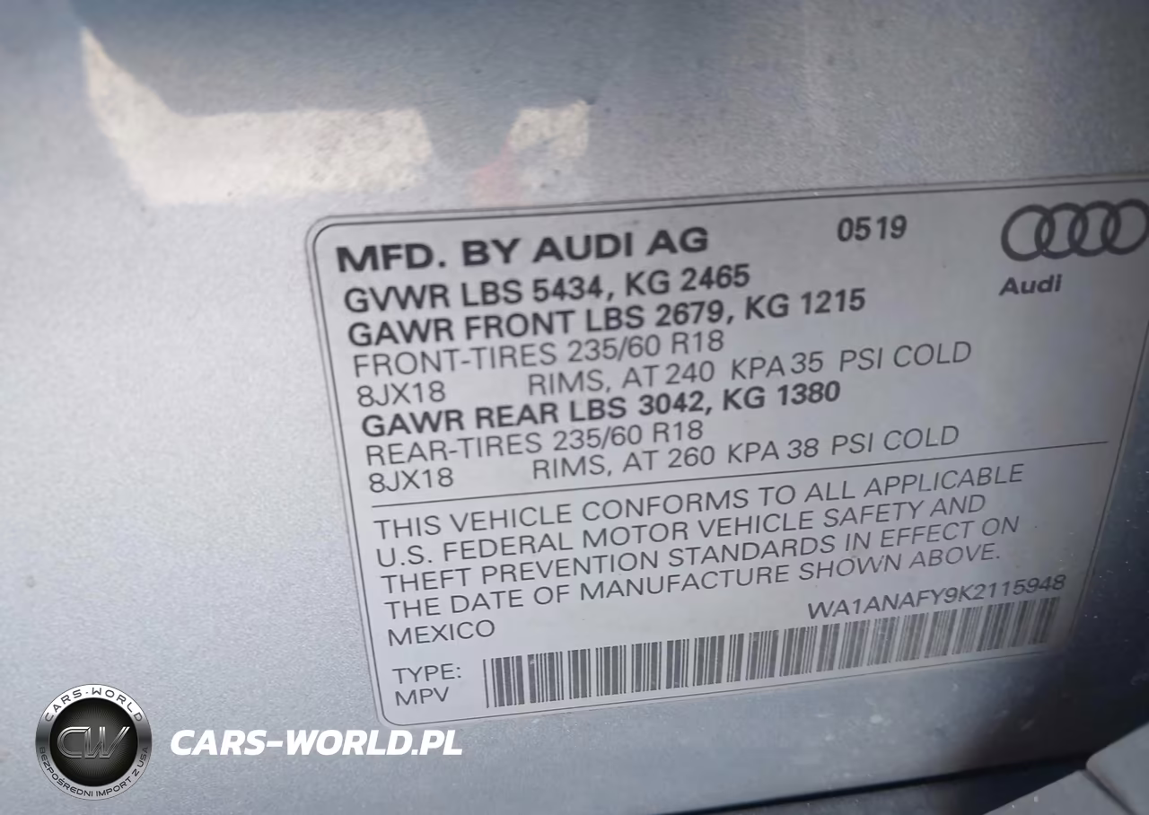 2019 Audi Q5 45 Premium VIN:WA1ANAFY9K2115948 - 9