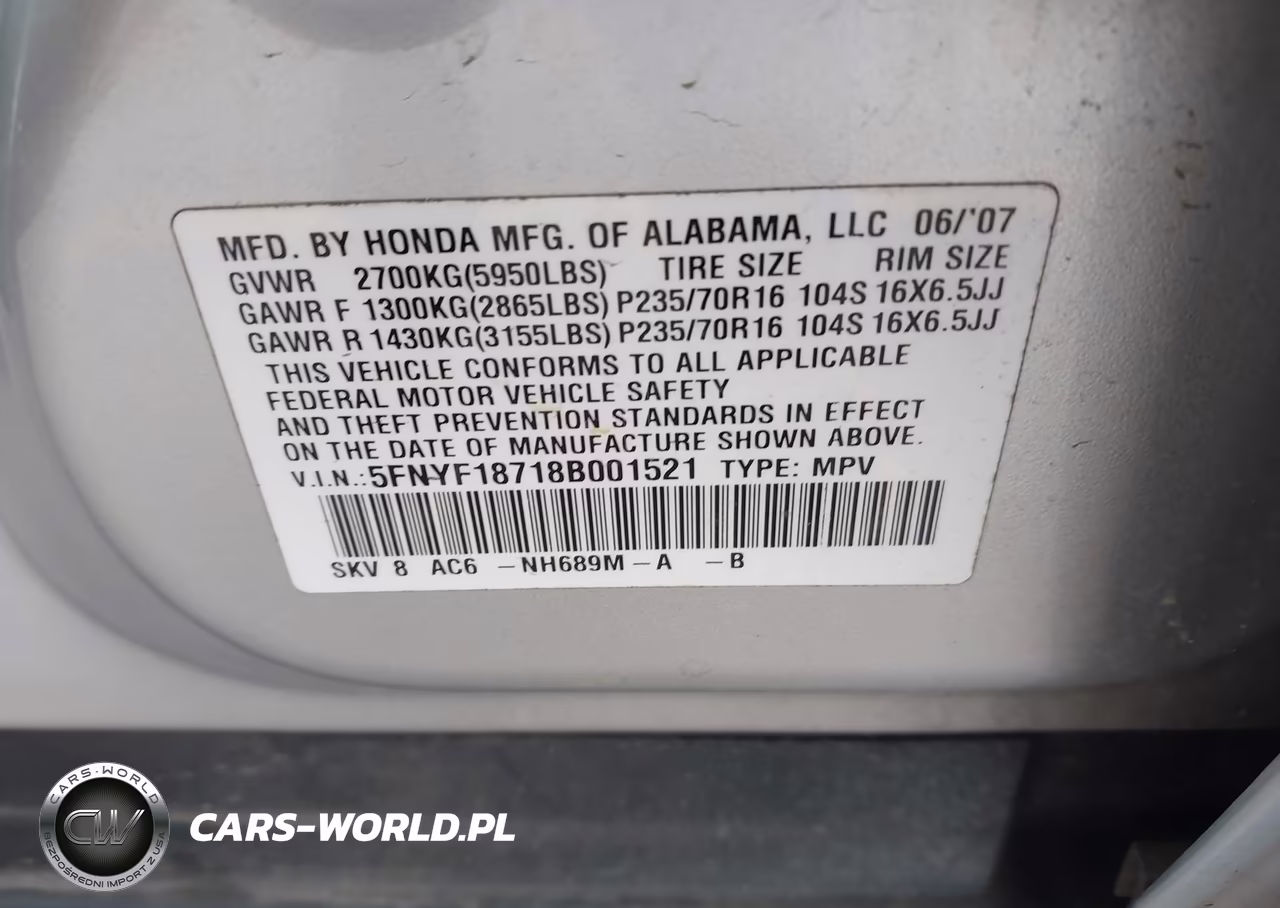 2008 Honda Pilot Ex-L VIN:5FNYF18718B001521 - 9