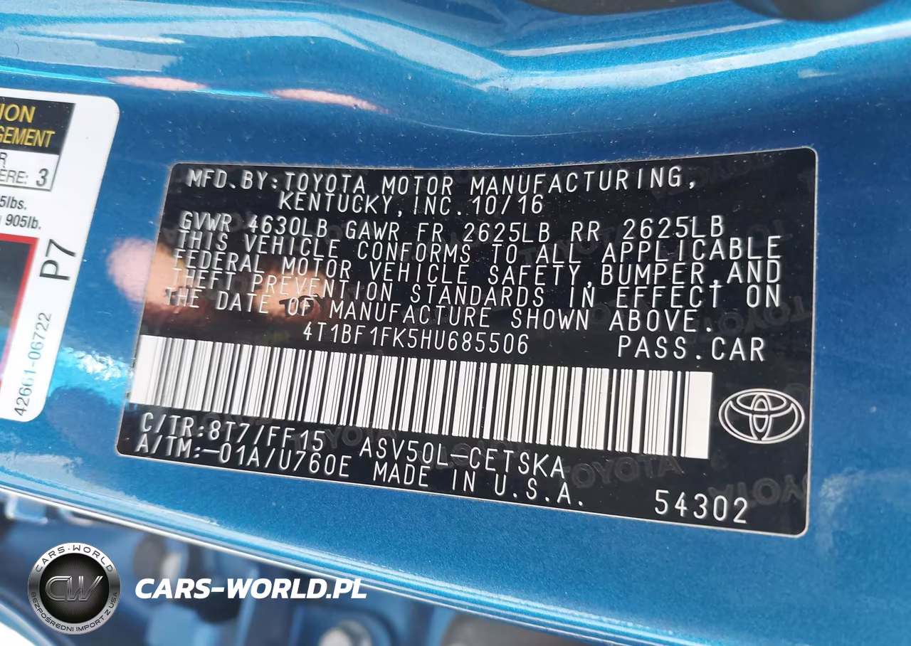 2017 Toyota Camry Se VIN:4T1BF1FK5HU685506 - 9
