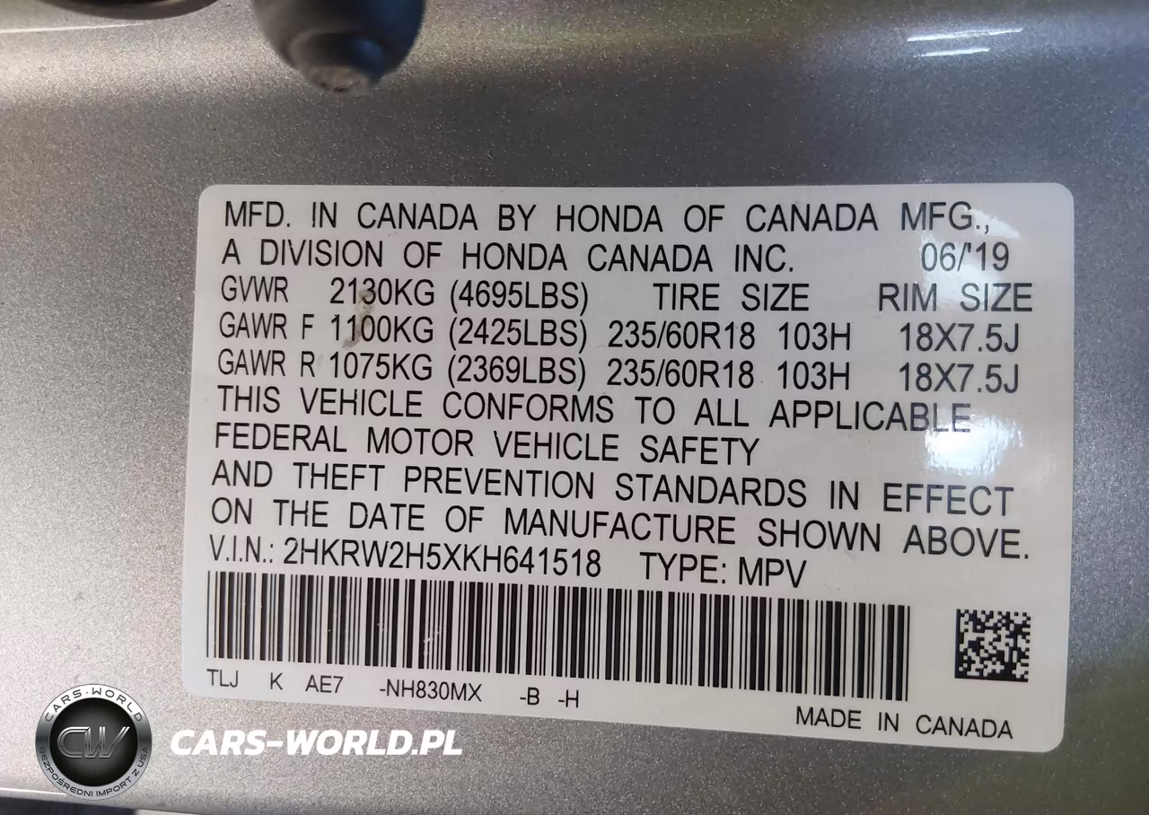 2019 Honda Cr-V Ex VIN:2HKRW2H5XKH641518 - 9