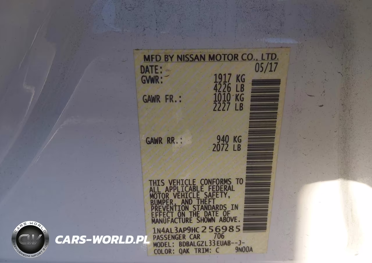 2017 Nissan Altima 2.5 S VIN:1N4AL3AP9HC256985 - 9