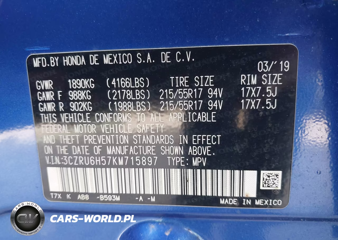 2019 Honda Hr-V Ex VIN:3CZRU6H57KM715897 - 9