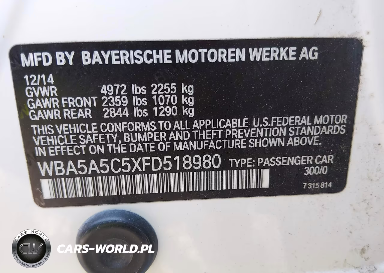 2015 BMW 528I VIN:WBA5A5C5XFD518980 - 9