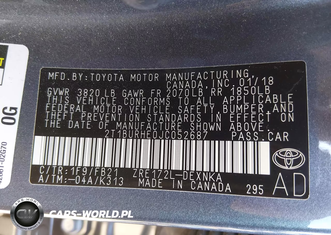 2018 Toyota Corolla Le VIN:2T1BURHE0JC052687 - 9