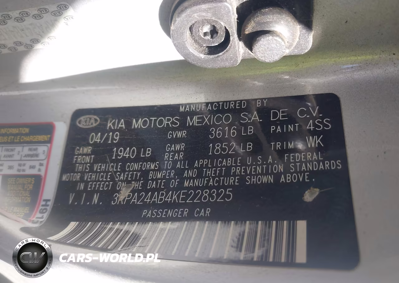 2019 Kia Rio Lx VIN:3KPA24AB4KE228325 - 9