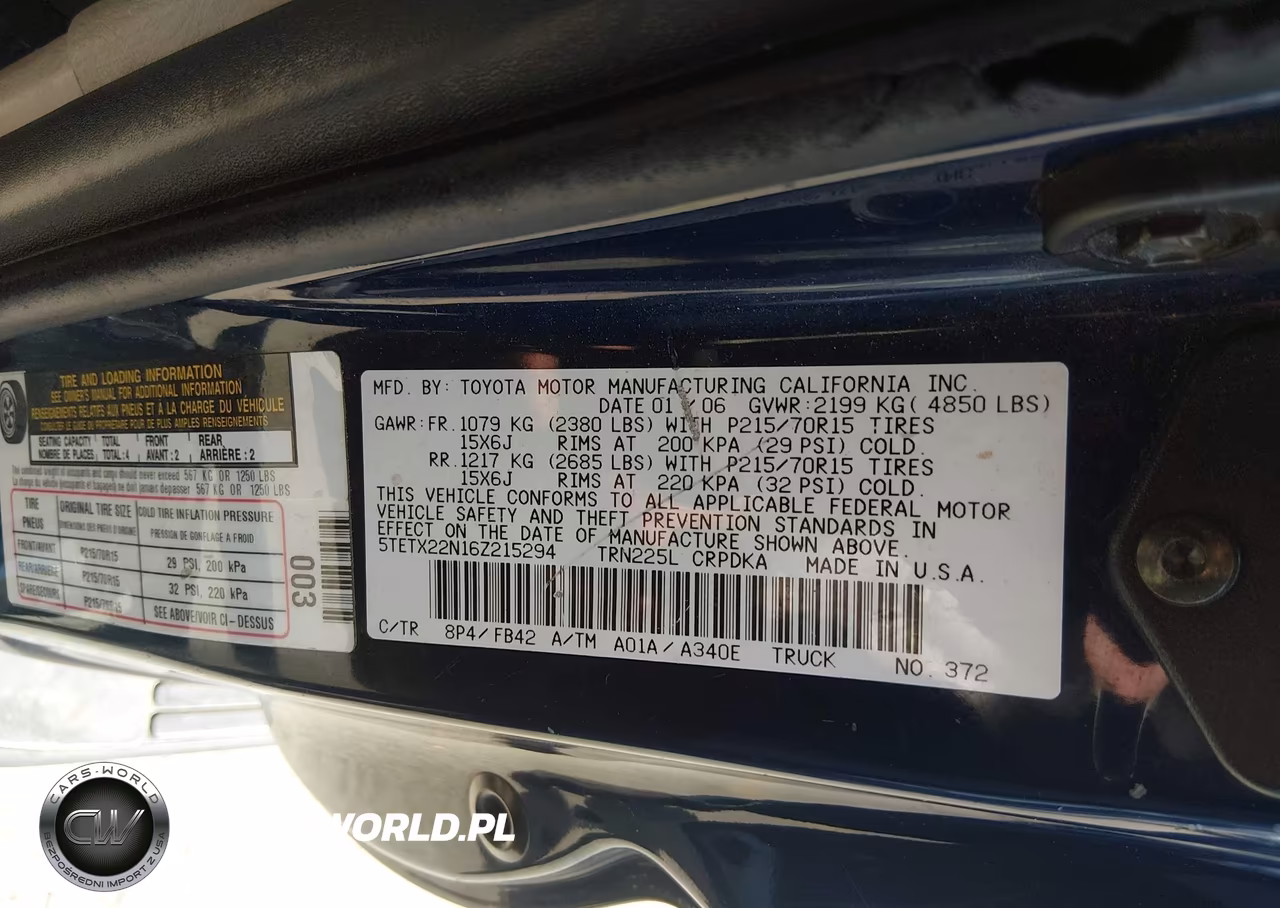2006 Toyota Tacoma VIN:5TETX22N16Z215294 - 9