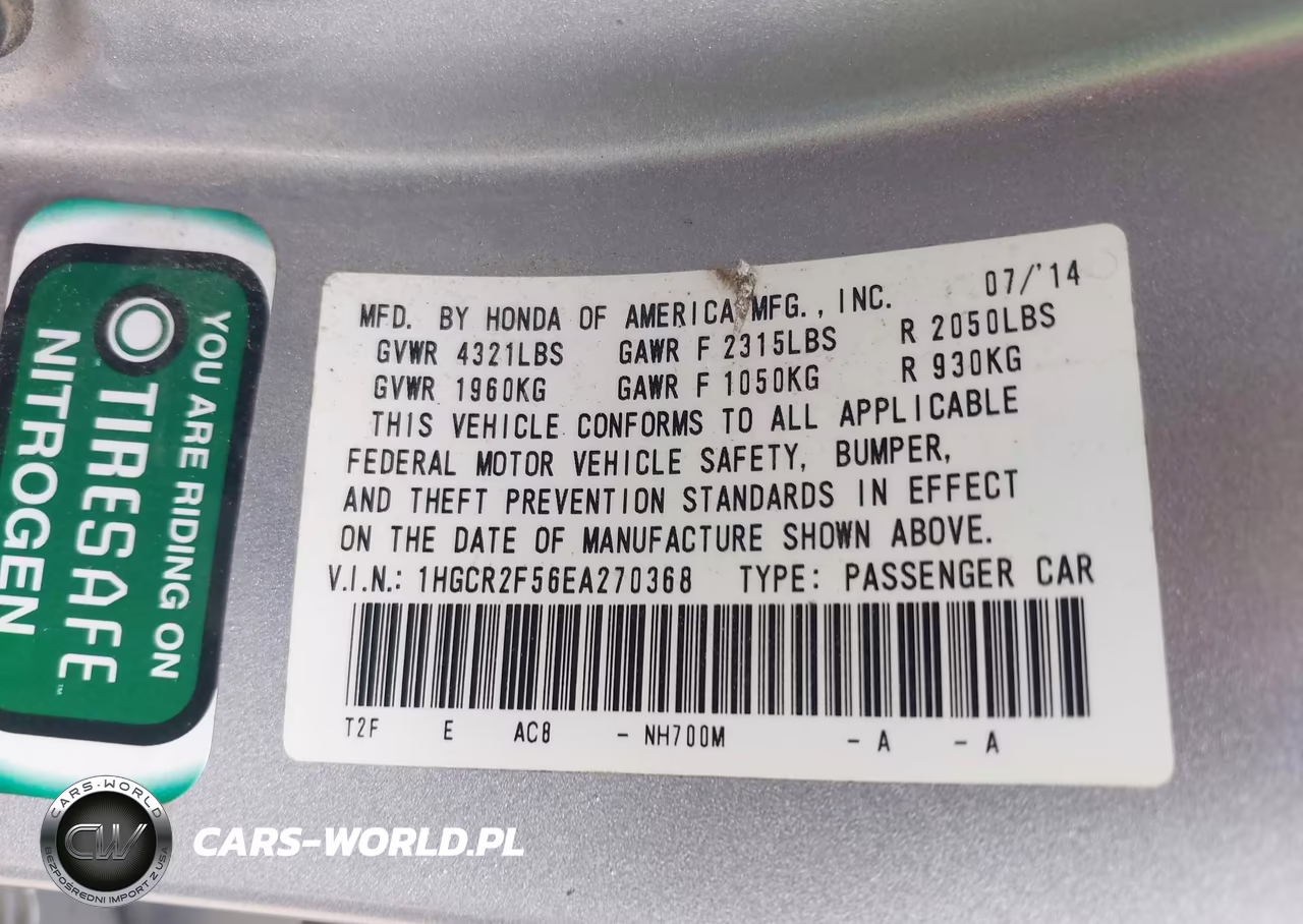 2014 Honda Accord Sport VIN:1HGCR2F56EA270368 - 9