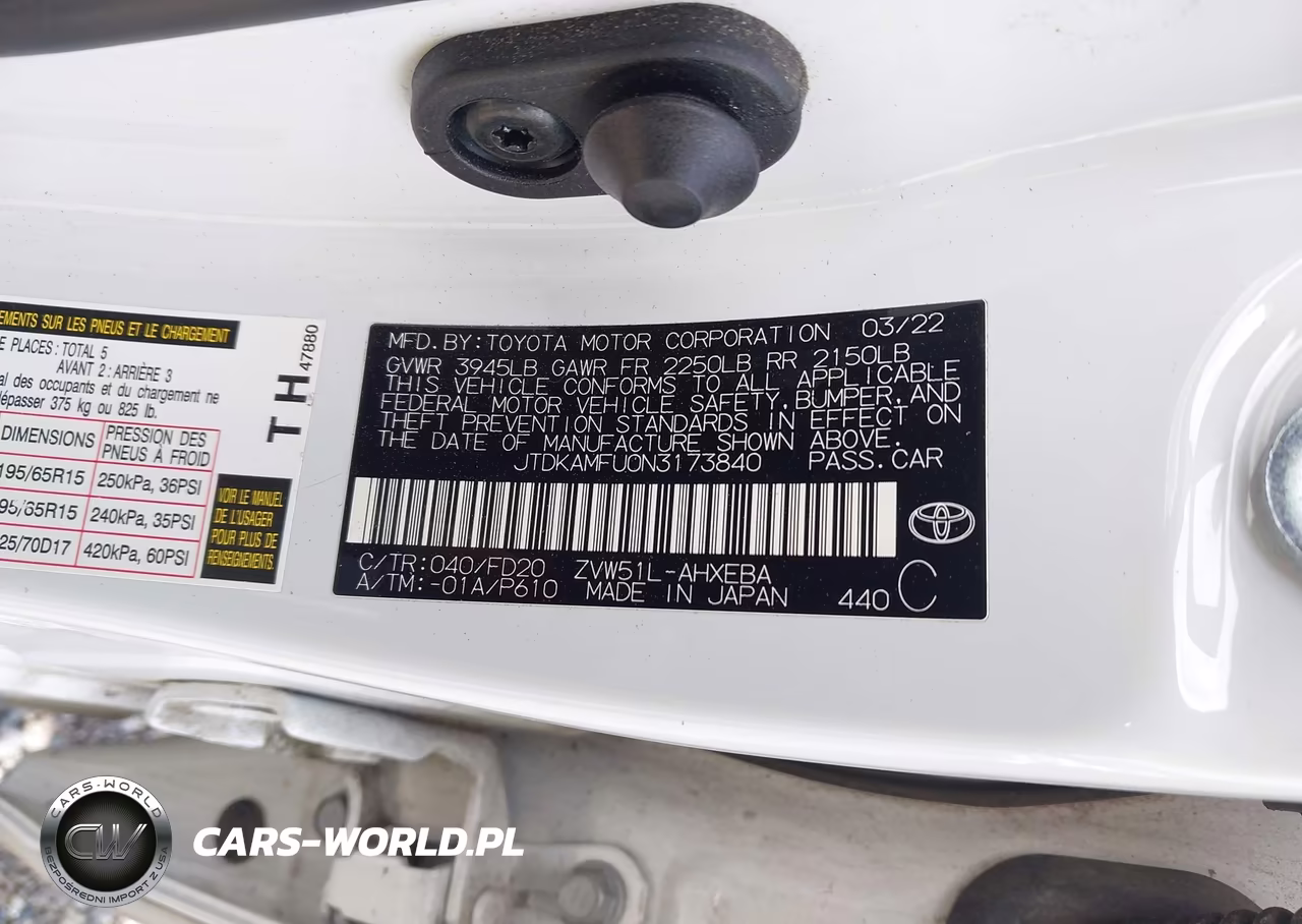 2022 Toyota Prius Le VIN:JTDKAMFU0N3173840 - 9