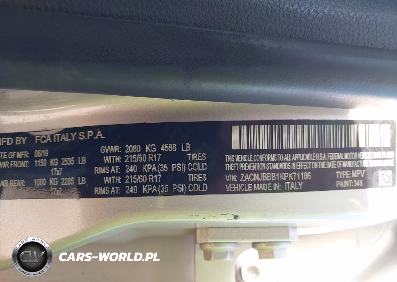 2019 Jeep Renegade Latitude 4X4 VIN:ZACNJBBB1KPK71186 - 9