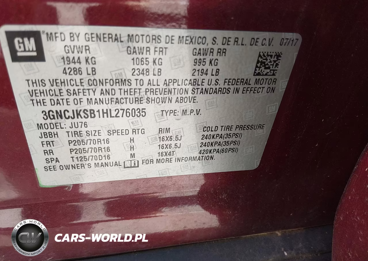 2017 Chevrolet Trax Ls VIN:3GNCJKSB1HL276035 - 9