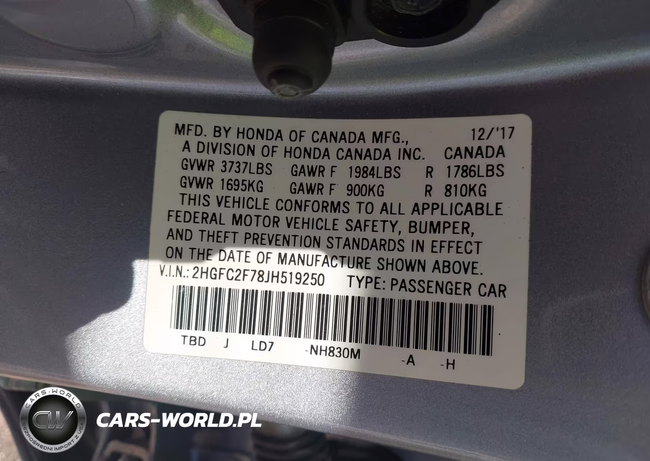 2018 Honda Civic Ex VIN:2HGFC2F78JH519250 - 9