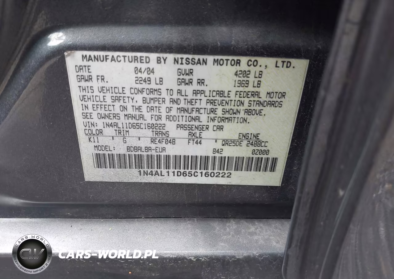 2005 Nissan Altima 2.5 S VIN:1N4AL11D65C160222 - 9