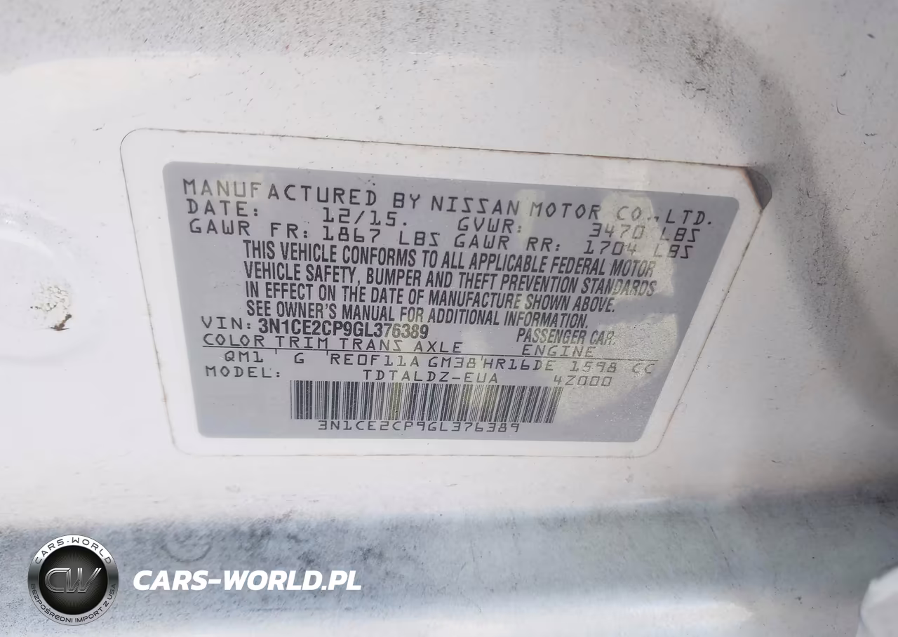 2016 Nissan Versa Note S (Sr)-S Plus-Sl-Sr-Sv VIN:3N1CE2CP9GL376389 - 9