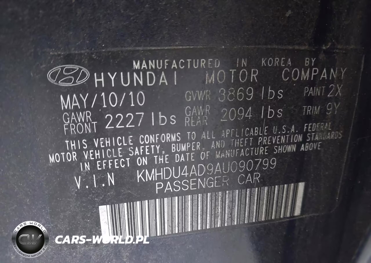 2010 Hyundai Elantra Gls VIN:KMHDU4AD9AU090799 - 9