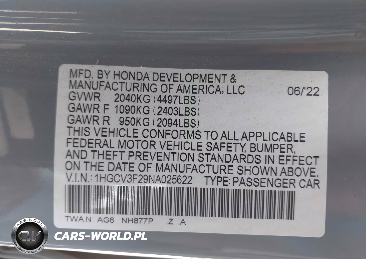 2022 Honda Accord Hybrid Sport VIN:1HGCV3F29NA025622 - 9
