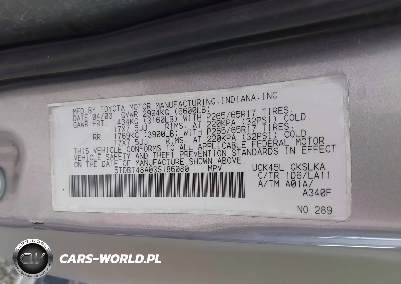 2003 Toyota Sequoia Limited V8 VIN:5TDBT48A03S186080 - 9