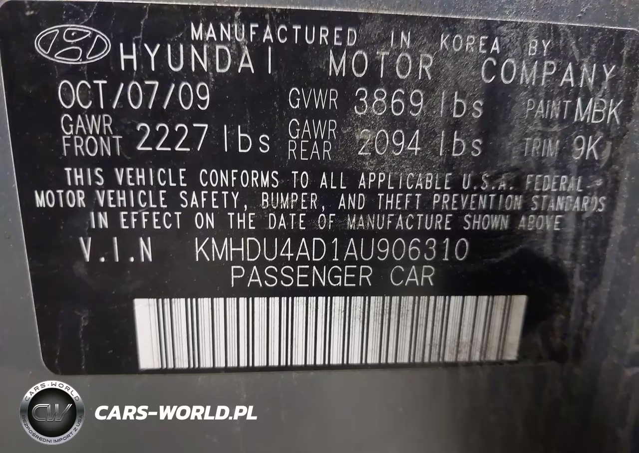 2010 Hyundai Elantra Gls VIN:KMHDU4AD1AU906310 - 9