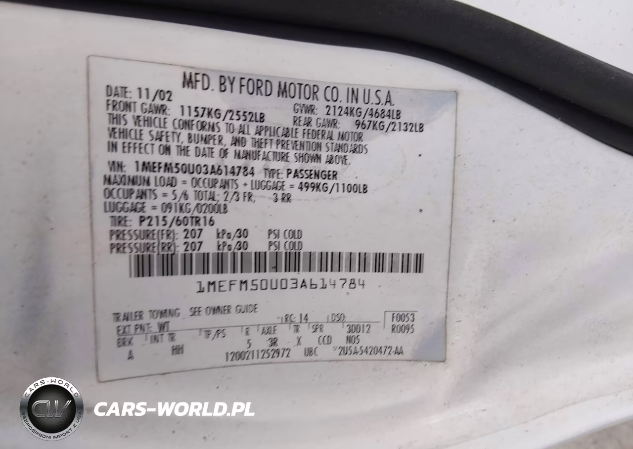 2003 Mercury Sable Gs VIN:1MEFM50U03A614784 - 9