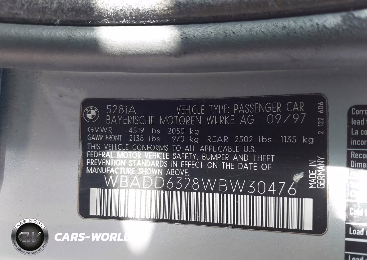 1998 BMW 528I VIN:WBADD6328WBW30476 - 9